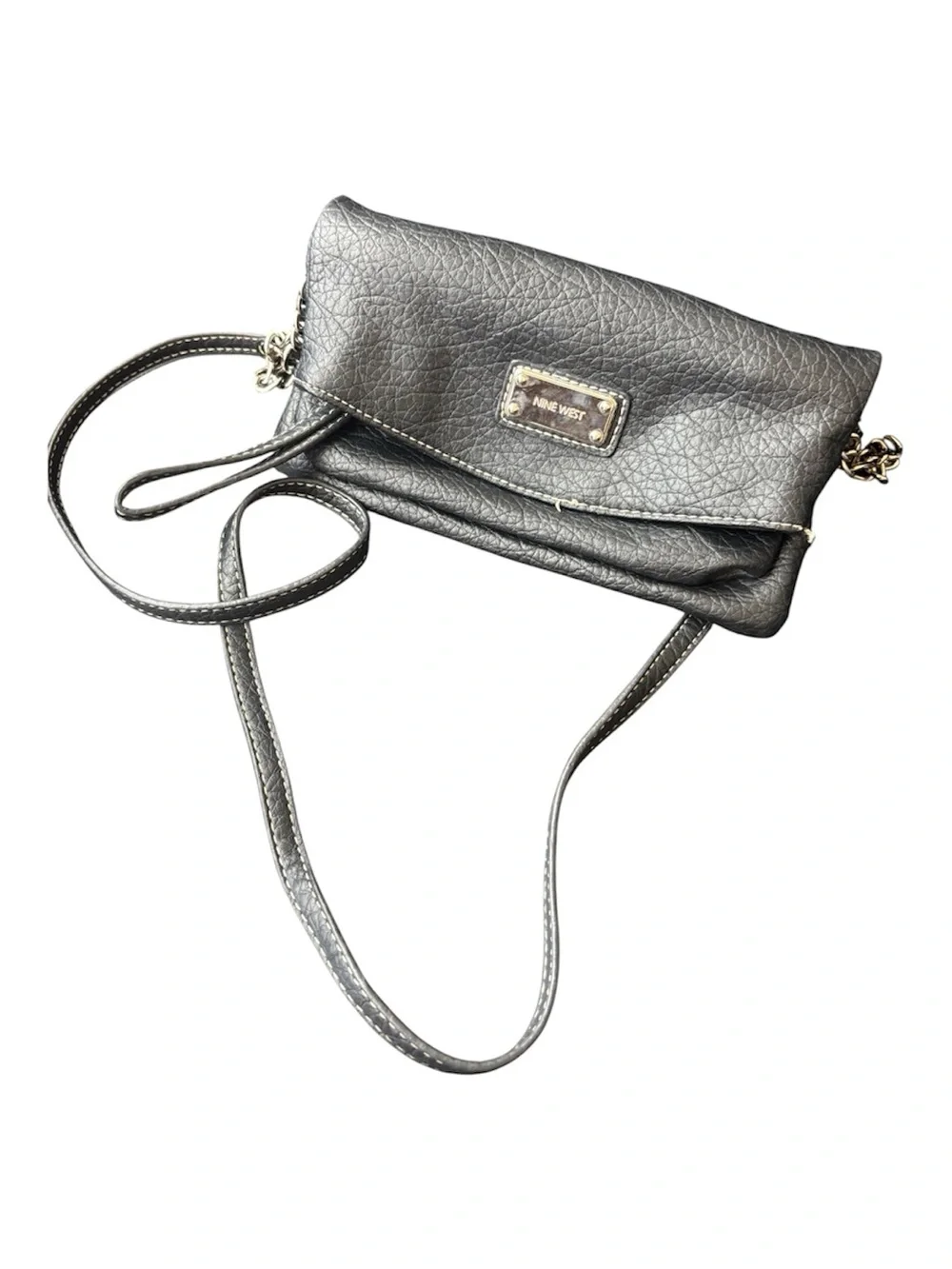 Nine West Silver Pebble-Texture Crossbody Bag